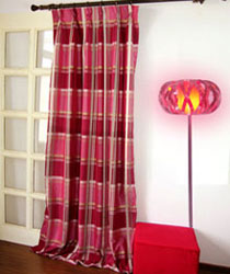 Plaid Taffeta Polyester Drapes and Curtains